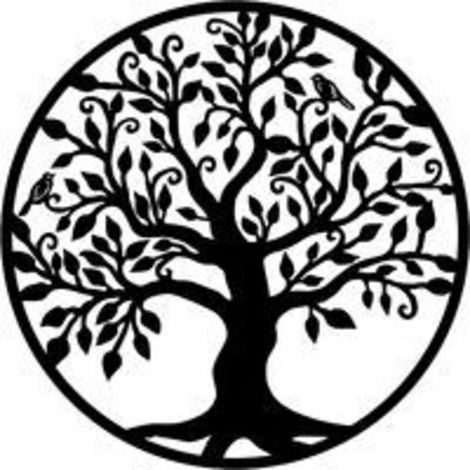 Arbre De Vie En Métal Décoration Murale Silhouette Art Pour Cadeau Intérieur Cadeau Extérieur Jardin Maison Décoration (Noir, 40x40cm)