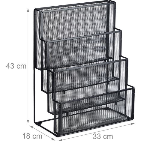 Portadocumenti in metallo moderno 43 x 33 x 18 cm design a rete ergonomico ufficio salotto in metallo nero 130014155