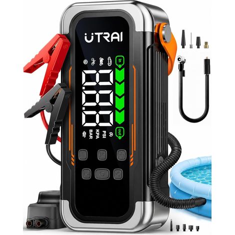 Booster Batterie Voiture avec Gonfleur, Demarreur Batterie Voiture avec Sortie PD 30W, Souffleur, Lampe LED D’Urgence 800 Lumens, Jump Starter Applicable à Tous Gaz ou 10L Diesel (1/5)