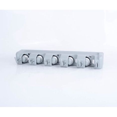 Système d'accrochage porte balai - système d'accrochage balai - porte balai individuel - porte balai - gris - 6 Crochets 5 Pinces (1/5)