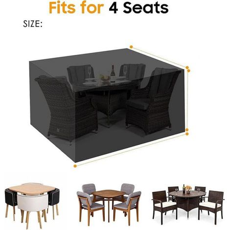 Housses mobilier jardin - tissu Oxford étanche, 150x150x75cm - noir Étiquette (1/5)