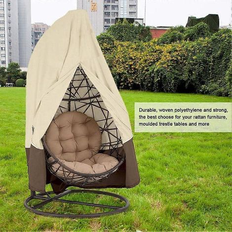 Housse imperméable pour fauteuil suspendu en rotin de jardin - Housse de protection pour fauteuil en forme d'œuf - Housse en polyester Oxford 210D avec revêtement PVC - Couleur Mi Ka Ma (1/5)