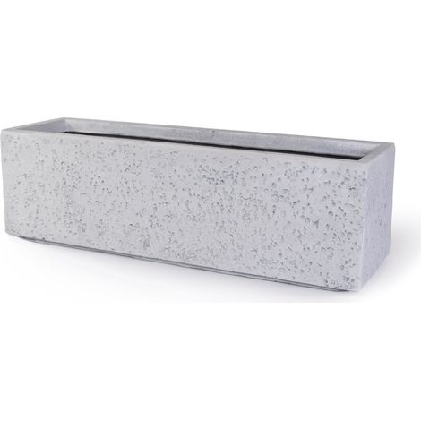 köhko® Blumenkübel aus Fiberglas neuartiges Stein-Optik Pflanzkübel 65x22x22 cm Elfenbeinfarben Trog (1/3)