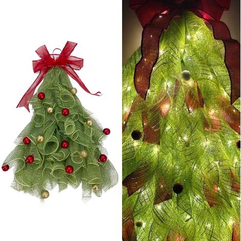 (Karton + 2 Yuan) Künstlicher Weihnachtskranz, Türdekoration, Heimdekoration, Party- und Gartendekorationsaccessoire (leuchtend rote Schleife) (1/3)