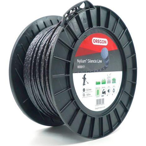 Hilo para desbrozadora Redondo Trenzado Nylium Silencio Negro ø3.0mm/120m Oregon 800017