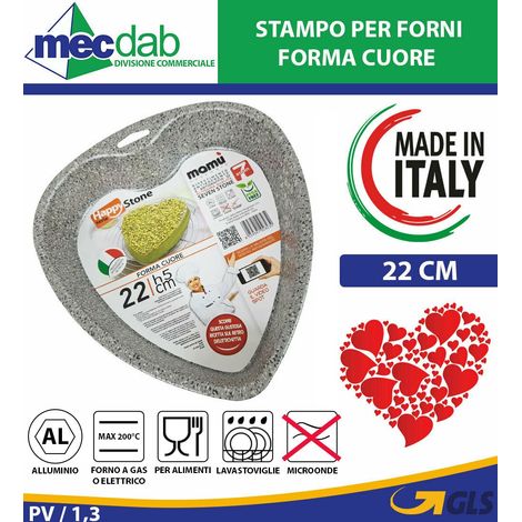 Mamù Forma Cuore, antiaderente, alluminio, 7 strati, PFOA free, antigraffio, Ø 22 cm