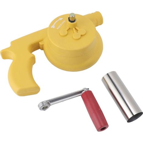 Ventilateur de barbecue à manivelle pour augmenter la puissance du feu, souffleur d'air portable pour le camping en plein air, barbecue jaune (1/5)