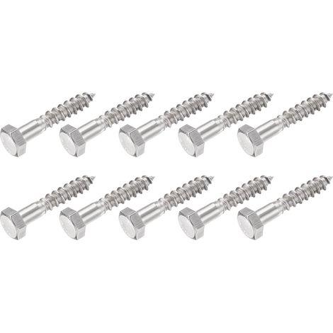 Hex Tirefond Vis (M8x40mm)10pcs, 304 Inox Acier Autotaraudeurs Bois Boulons - pour Ménage Applications