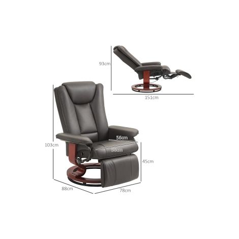 Fauteuil relax fauteuil TV avec fonction inclinable, fauteuil relax pivotant, fauteuil TV avec dossier réglable, inclinable jusqu'à 150 kg, similicuir, marron (1/5)