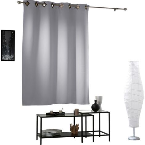 Rideau a oeillets carres Cocoon Gris Clair 140 x 180 cm (1/2)