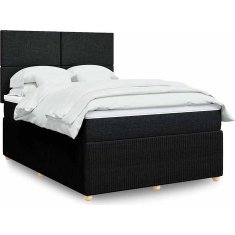 Boxspringbett mit Matratze Schwarz 140x200 cm Stoff