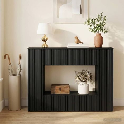 vidaXL  Console Table  Striped Black 101 x 29 x 74 cm Engineered Wood