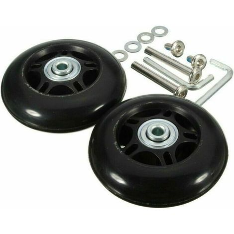 Set mit 2 Ersatz-Kofferrollen inklusive Achsen, schwarz, 40 mm x 18 mm, universelle Kofferrolle