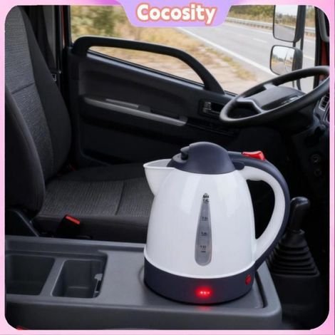 Cocosity Bouilloire Auto Portable - 1000ml 150W Sécurité Auto-Coupure - Usage Voiture/Camping-Car Blanc (1/5)