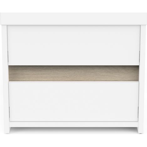 Comò 2 cassetti decorato in rovere Kronberg e bianco opaco L43,1 cm - CLYDE