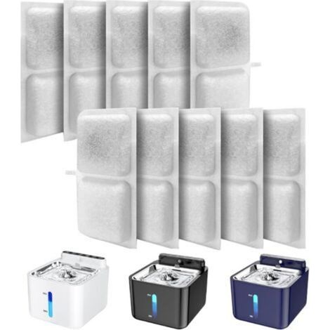 10 filtres rechargeables pour fontaine à eau pour chats, fonctionnant sur piles, compatibles avec les fontaines silencieuses et filtrantes – remplacement universel pour systèmes de purification d’eau (1/5)