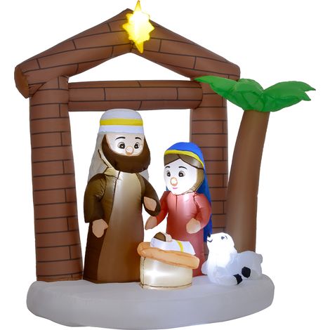Décoration de Noël gonflable avec lumières LED et pompe de gonflage pour usage extérieur pliable 150 x 90 x 185 cm multicolore extérieur, (1/5)