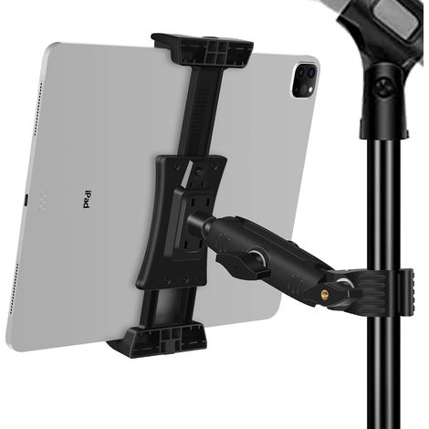 soporte para tablet, rotación de 360°, nailon y fibra de vidrio, compatible con tablets de 4 a 15 pulgadas, para micrófono y atril de música. (1/5)