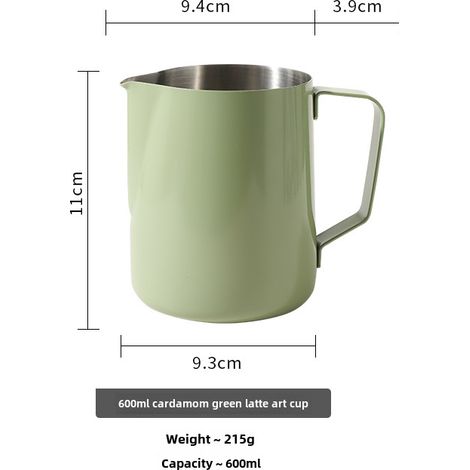 Taza de café de acero inoxidable 304, cónica, con forma de flor, jarra de leche, degradado de color, utensilio de cocina creativo (600 ml, lunares verdes) (1/5)