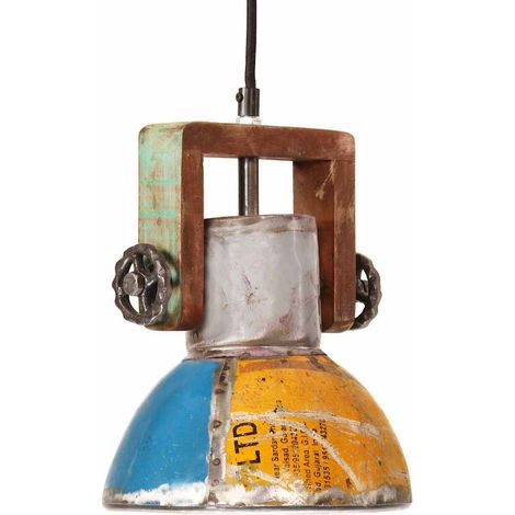 Lámpara colgante industrial redonda multicolor E27 25 W 19 cm vidaXL (1/5)