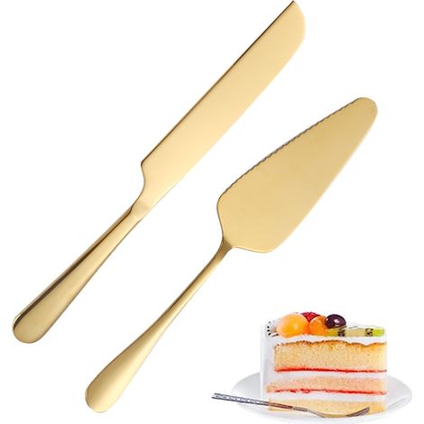Kit De Découpe De Gâteau - Couteau Et Spatule En Acier Inoxydable - Pour Mariage Anniversaire Fête - Lot De 2 Pièces (1/5)