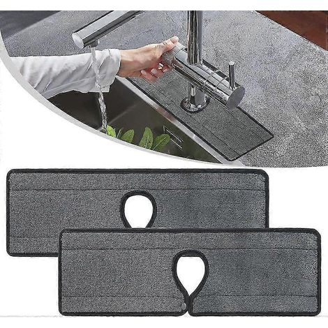 Lot de 2 protections anti-éclaboussures pour robinet, coussinets absorbants, couvre-éviers, protections enveloppantes pour évier, coussinets absorbants pour robinet, chiffons de nettoyage en microfibr (1/5)