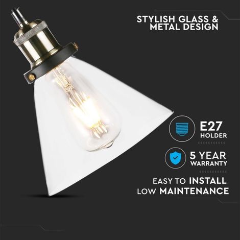 V-TAC VT-7185 LED Klarglas Glocke Pendelleuchte Lampenfassung E27 Elegant Stilvoll Ф180mm SKU 3738 (1/5)