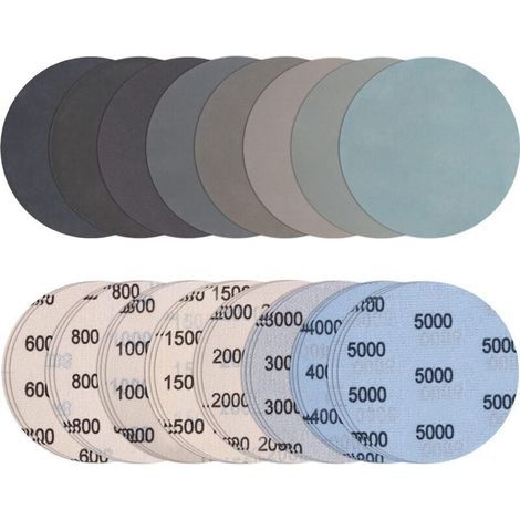 24 Stück 50-mm-Nass-/Trockenschleifpapier, runde Schleifscheiben mit Körnung 600/800/1000/1500/2000/3000/4000/5000 für Metall und Holz (1/5)