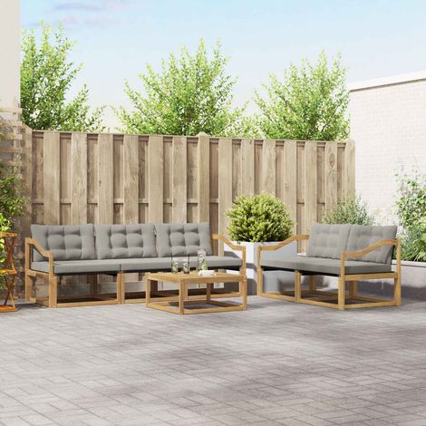 vidaXL Outdoor-Sofagarnitur 6 pcs Weiß und Hellgrau 79 x 79 x 37 cm (1/5)