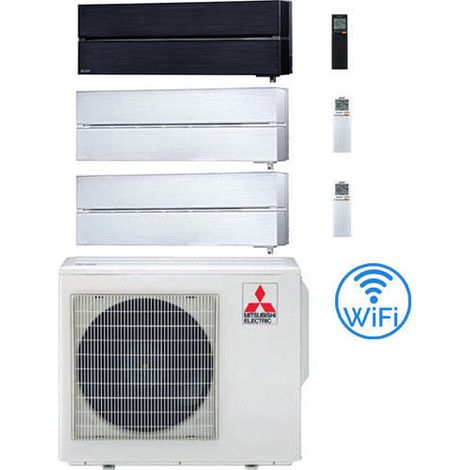 Klimaanlage Mitsubishi Kirigamine Style Wifi R32 Schwarz-Weiß Test-Split-Wechselrichter 9000 + 9000 + 18000 BTU mit U.E. MXZ-3F68VF NEUE Klasse A++/A+