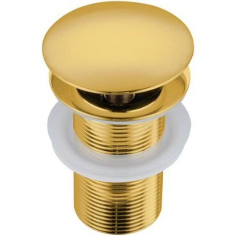 Bouchon Lavabo - Laiton - Sans Trop-Plein - Diamètre 66 mm - Hauteur 80 mm - Filetage G1 1/4 - Doré - Unité (1/5)
