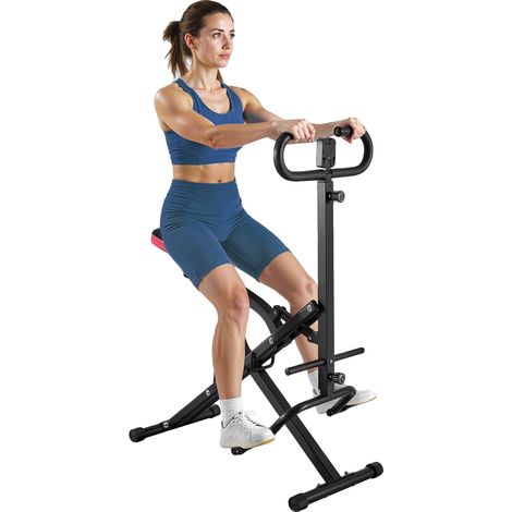 Máquina de sentadillas VEVOR, remo profundo, plegable, entrenamiento de glúteos, 3 bandas de resistencia, hidráulica de 12 velocidades, negra (1/2)