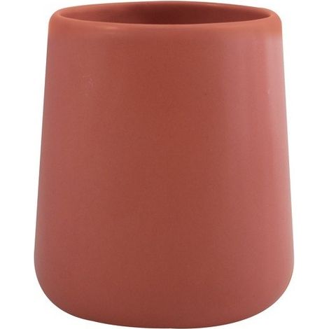 MSV – Gobelet en céramique terracotta mat – Résistant à l'humidité – Dimensions 8,5 x 8,5 x 10 cm – Pour salle de bain