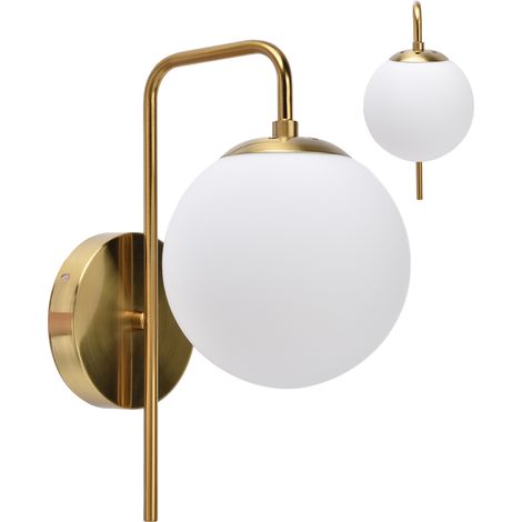 Luminaire Murale LED Boule en Verre Dépoli Style Nordique Moderne, Lampe Murale Ronde pour Chambre, 110‑240V