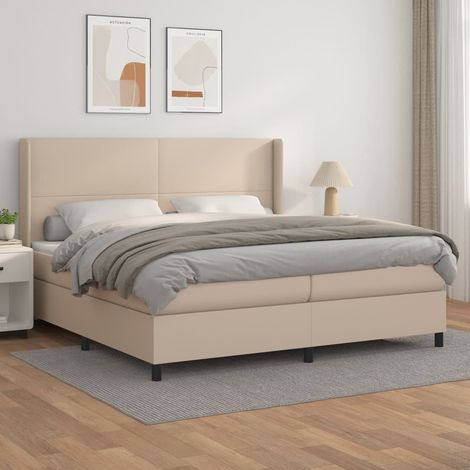Teenpull – Boxspringbett Matratze Cappuccino-Braun 200x200cm Kunstleder (1/5)