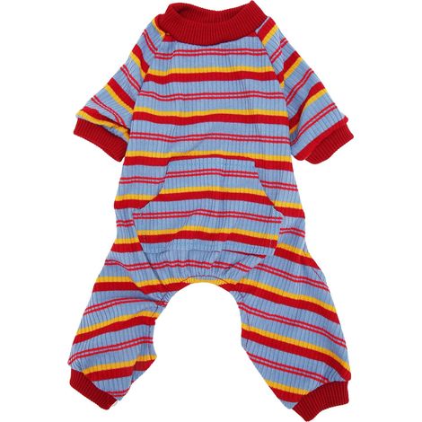 Pyjama rayé pour chien, printemps, élégant, classique, doux, respirant, 4 pattes, body pour animaux de compagnie, pour petits et moyens chiens, S (1/5)