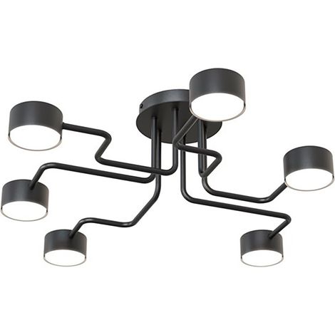 Plafoniera Moderna Ade Acciaio Nero 6 Luci Gx53 Ip20 (1/5)