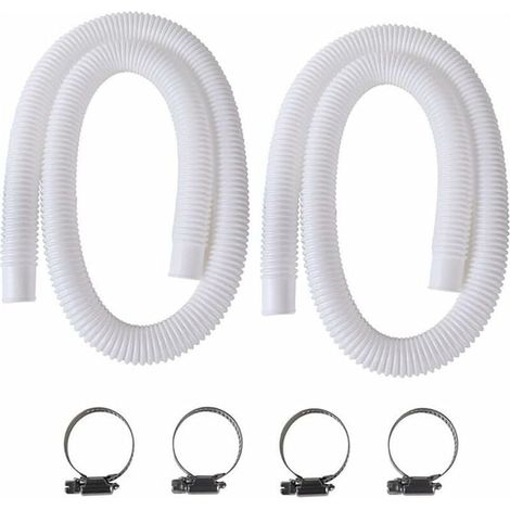 Tuyau d'aspiration de piscine 2Pcs 150cm – PVC transparent 32mm – Compatible pompes Intex 330/530/1000 GPH – Installation rapide et facile (1/5)