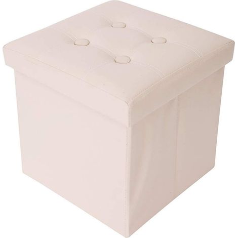 Rebecca Mobili Puff Contenedor Taburete Asiento Beige Moderno 30x30x30