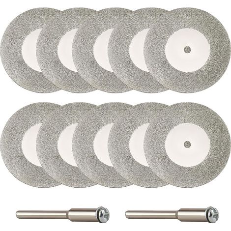 10 Pièces 40mm Disque Diamant de Coupe, Disques à Tronçonner Diamantés avec 2 Pièces Mandrins Rotatifs Coupe Précise Verre Pierre Céramique et Plus Idéal pour Bricolage Fabrication Artisanale (1/5)