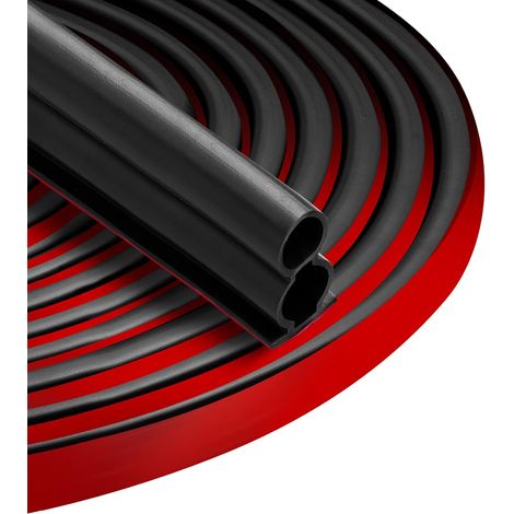 Joint de porte en caoutchouc extra épais auto-adhésif en forme de D pour cadre de porte, bande d'isolation acoustique (noir) (1/5)