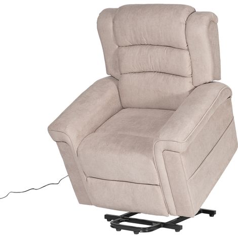 Happy Garden – Fauteuil électrique inclinable taupe – Inclinaison motorisée – Hauteur d'assise 54 cm – Largeur 74 cm – Accoudoirs larges pour confort