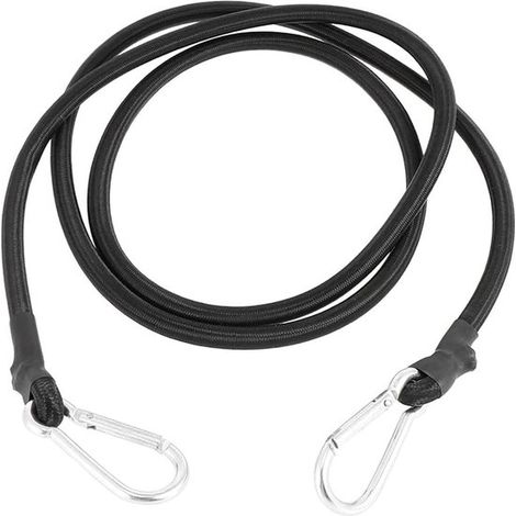 Cuerda elástica de 2 m con mosquetón, correas elásticas resistentes para amarre de equipaje, cuerda elástica negra para motocicleta, caravana (1/5)