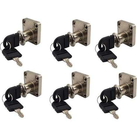 Desk Drawer Locks Keyed Alike Furniture Locks for Cabinet, Closet, Toolbox, Office Furniture Locks - Size 22mm Pearl Nickel (6 Pack) (1/5)