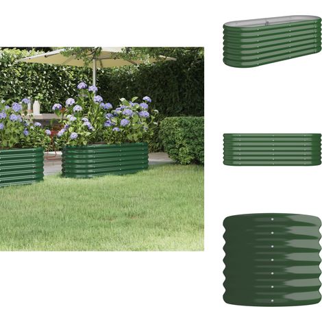 Hochbeet Pulverbeschichteter Stahl 114x40x36 cm Grün - Hochbeet - Gartenmöbel - Balkonpflanzen - Stahltanks - Pflanzenbehälter (1/5)