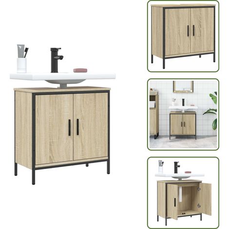 Waschbeckenunterschrank Sonoma-Eiche 60x30x60 cm Holzwerkstoff - Badezimmermöbel - Waschbeckenunterschrank - Unterschrank Badezimmer - Spiegelschrank - Handtuchhalter