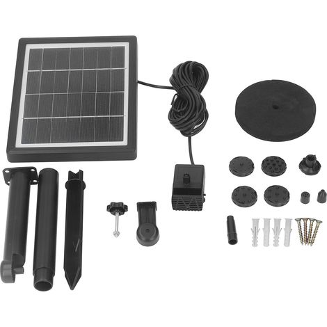 Kit de pompe à eau solaire avec prise au sol, fontaine solaire à jets multiples, bain d'oiseaux, 6 buses, 7 V, 3,5 W