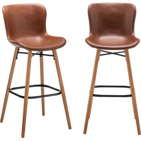 Set di 2 sgabelli da bar marroni L51 cm - LOFT (1/5)