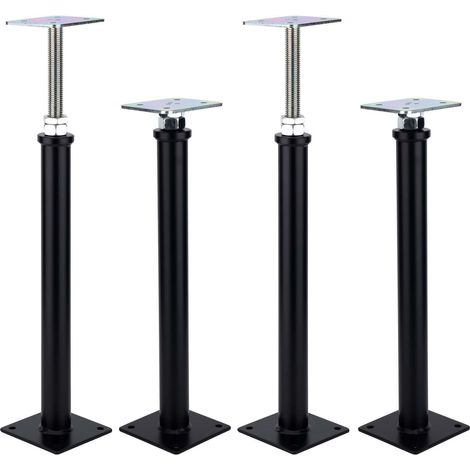 Lot de 4 supports de poteau réglables en hauteur, plage réglable de 420 à 520 mm, support de poteau réglable en acier galvanisé pour clôtures, abris, pergolas, travaux de construction (1/5)