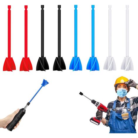 8 Pièces Agitateur Époxy,16.5cm,Agitateur de Peinture Époxy Palettes de Mélange,Agitateur Époxy pour Foret 1/4,Mélangeur de Peinture Réutilisable pour Époxy,Mélange de Silicone(Rouge,Blanc,Bleu,Noir) (1/5)